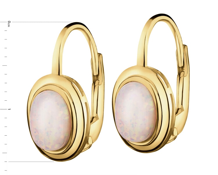 14 K Yellow Gold Dangling Earring with Opal