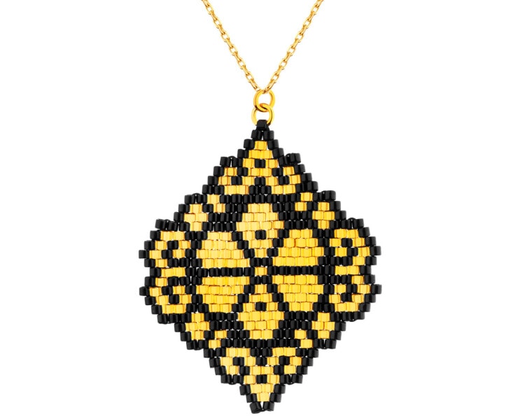 Zlatý korálkový náhrdelník, anker - rozeta