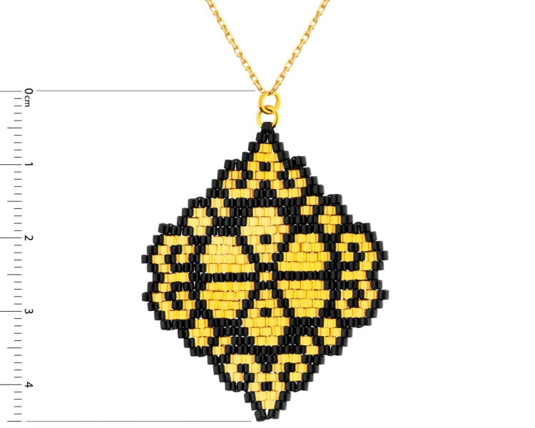 Zlatý korálkový náhrdelník, anker - rozeta