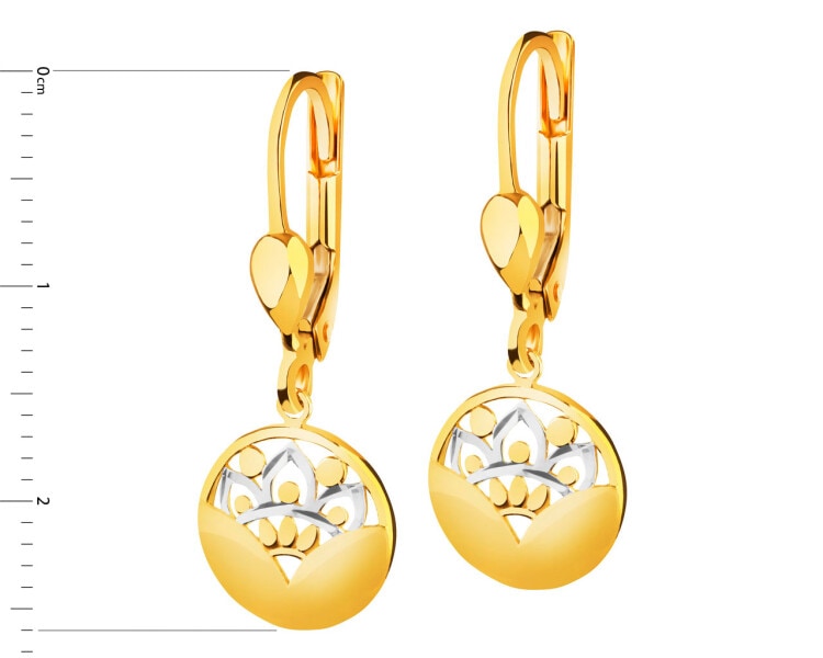 9 K Rhodium-Plated Yellow Gold Dangling Earring