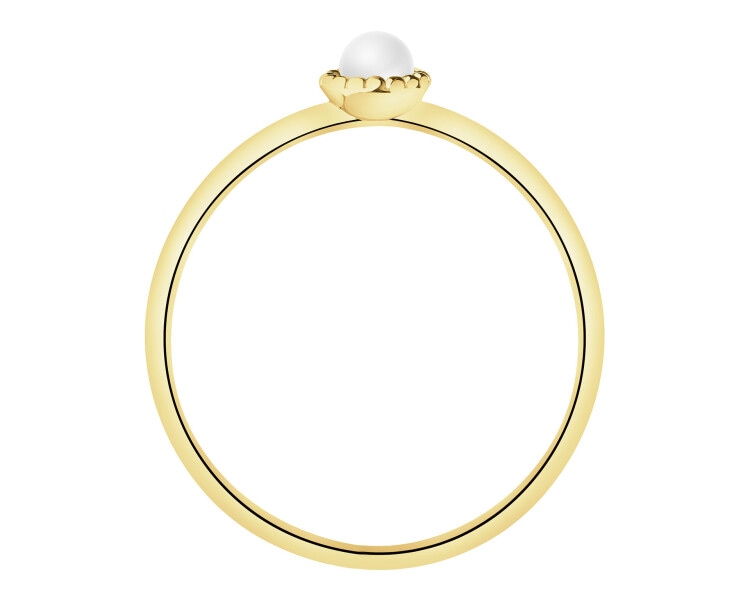 8 K Yellow Gold Ring with Pearl