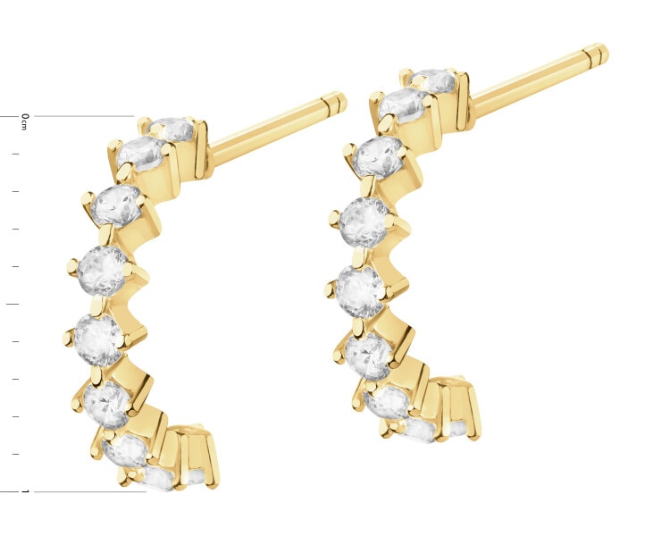 14 K Yellow Gold Earrings with Cubic Zirconia
