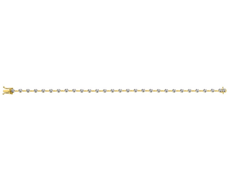 14 K Rhodium-Plated Yellow Gold Bracelet with Diamonds 0,53 ct - fineness 14 K