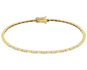 14 K Rhodium-Plated Yellow Gold Bracelet with Diamonds 0,13 ct - fineness 14 K