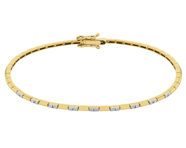 14 K Rhodium-Plated Yellow Gold Bracelet with Diamonds 0,12 ct - fineness 14 K