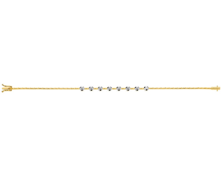 14 K Rhodium-Plated Yellow Gold Bracelet with Diamonds 0,27 ct - fineness 14 K