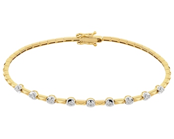 14 K Rhodium-Plated Yellow Gold Bracelet with Diamonds 0,19 ct - fineness 14 K