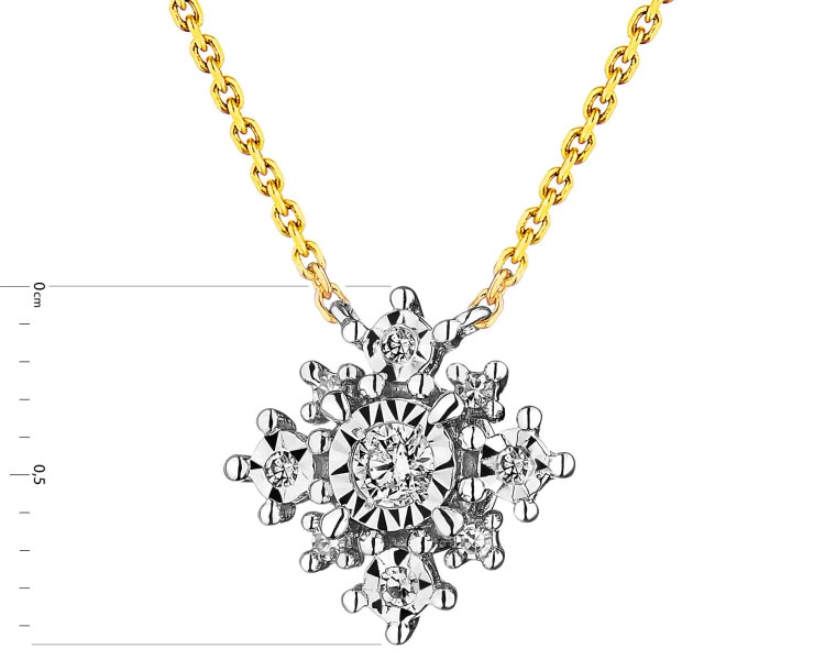 585 Yellow And White Gold Plated Necklace with Diamonds 0,08 ct - fineness 585