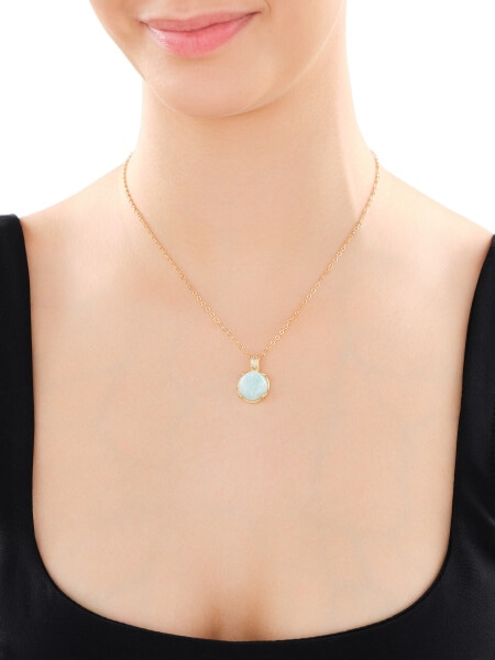 Gold-Plated Brass Necklace with Amazonite