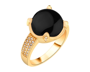 Gold-Plated Brass Ring with Agate