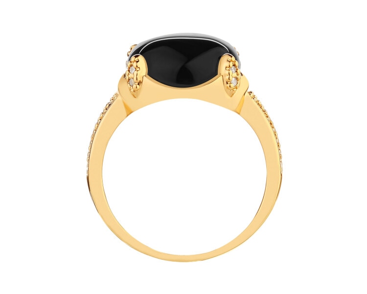 Gold-Plated Brass Ring with Agate