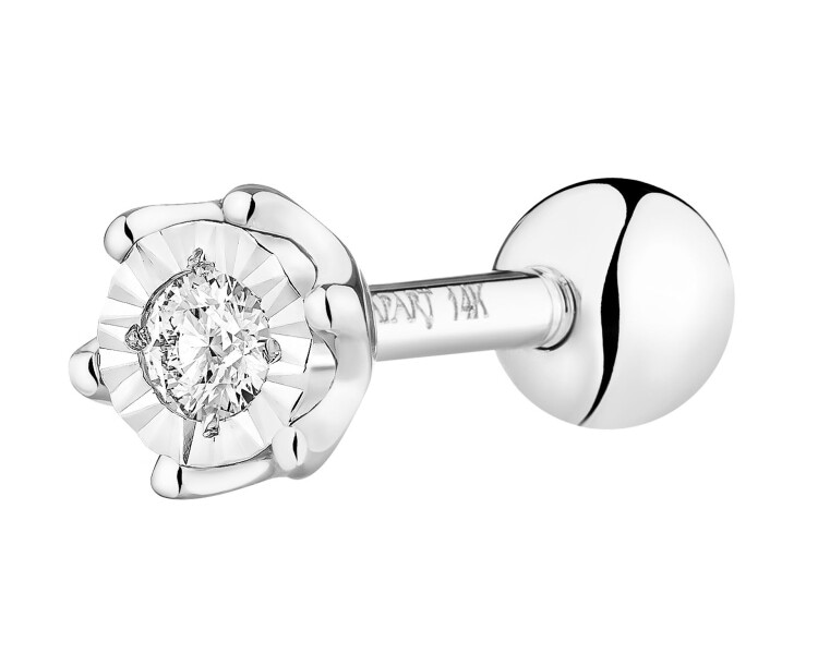 14 K Rhodium-Plated White Gold Piercing with Diamond 0,02 ct - fineness 14 K
