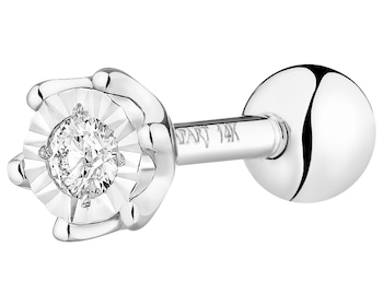 14 K Rhodium-Plated White Gold Piercing with Diamond 0,02 ct - fineness 14 K