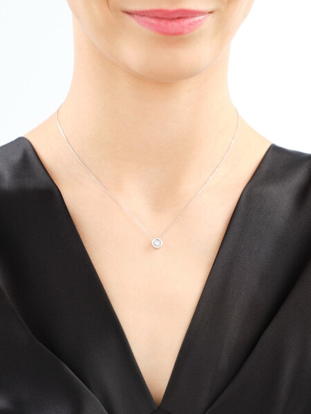 Naszyjnik z białego złota z brylantem - 0,12 ct - próba 585