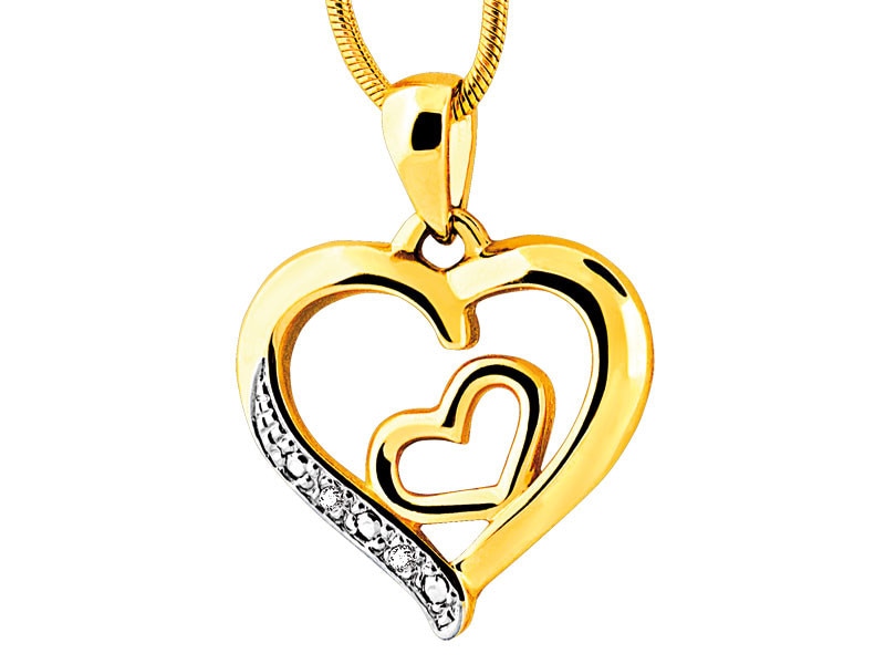 Yellow gold pendant with diamonds 0,005 ct - fineness 14 K