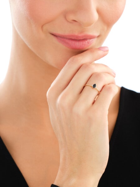 9 K Rhodium-Plated Yellow Gold Ring - fineness 9 K