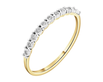 585 Yellow And White Gold Plated Ring with Diamonds 0,04 ct - fineness 585