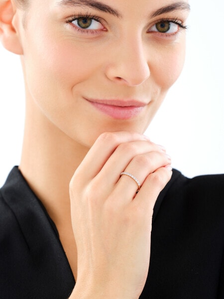 585 Yellow And White Gold Plated Ring with Diamonds - 0,04 ct - fineness 585