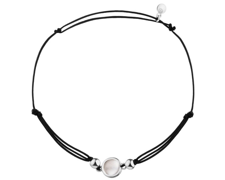 Rhodium Plated Silver Bracelet with Cat's Eye