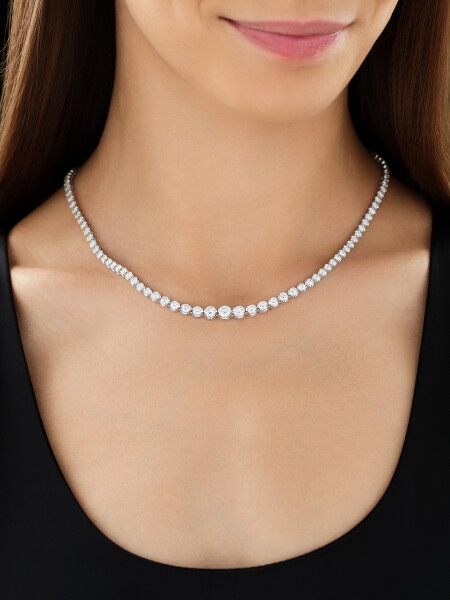 18 K Rhodium-Plated White Gold Necklace with Diamonds - 10,00 ct - fineness 18 K