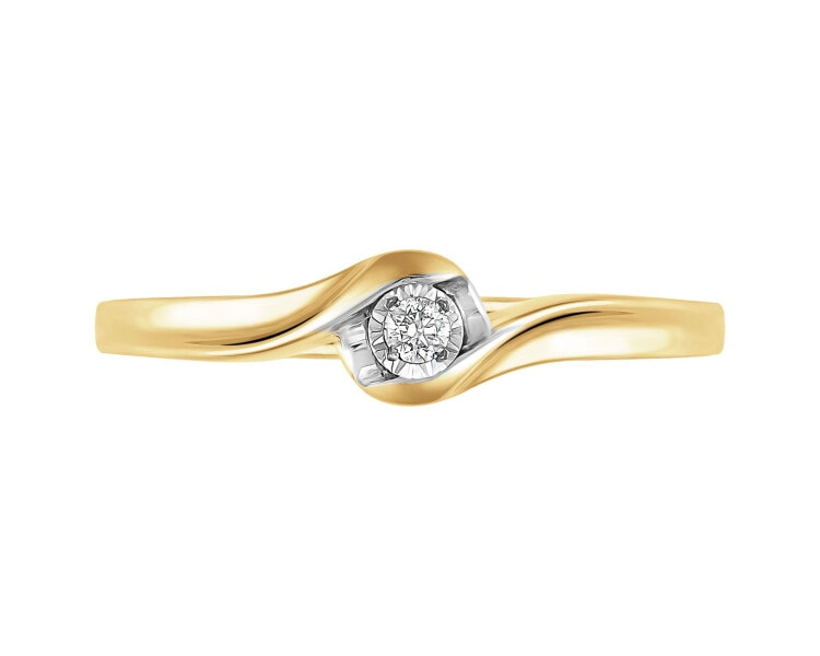 Prsten ze žlutého a bílého zlata s briliantem 0,03 ct - ryzost 585