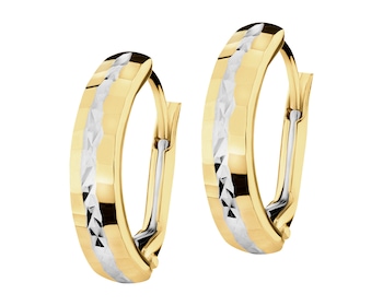 8 K Rhodium-Plated Yellow Gold Earrings 