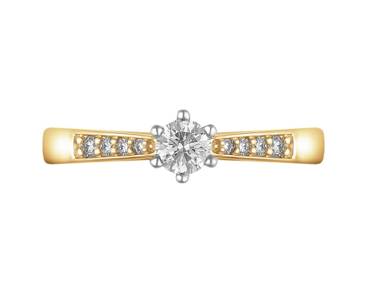 14 K Rhodium-Plated Yellow Gold Ring  0,27 ct - fineness 14 K