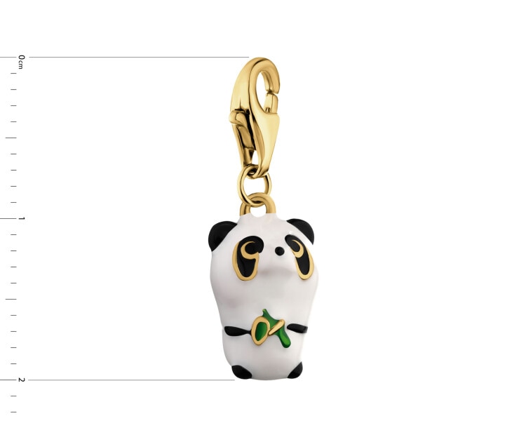 Zawieszka srebrna charms z emalią i cyrkoniami - miś panda