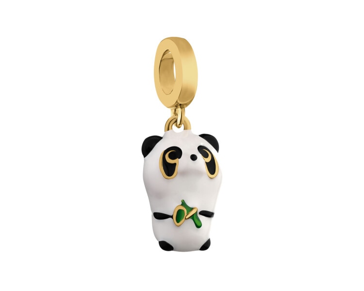 Zawieszka srebrna beads z emalią - miś panda