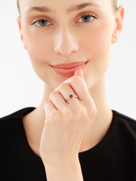 14 K Rhodium-Plated Yellow Gold Ring - fineness 14 K