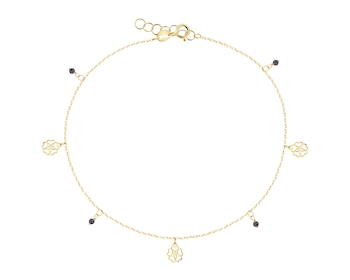 14 K Yellow Gold Anklet with Glass