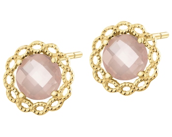 9 K Yellow Gold Earrings with Quartz