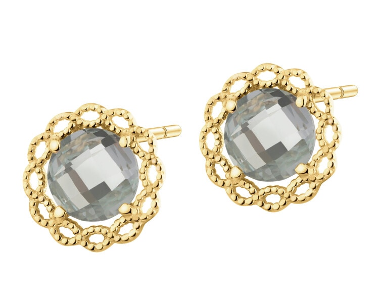 9 K Yellow Gold Earrings with Topaz