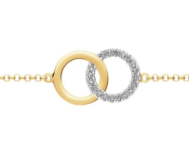 Náramek ze žlůtého zlata s diamanty - 0,04 ct - ryzost 585