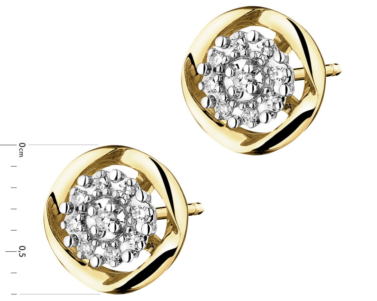 Náušnice ze žlutého zlata s diamanty - 0,06 ct - ryzost 585
