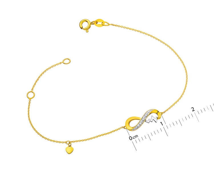 14 K Rhodium-Plated Yellow Gold Bracelet with Diamonds 0,01 ct - fineness 14 K