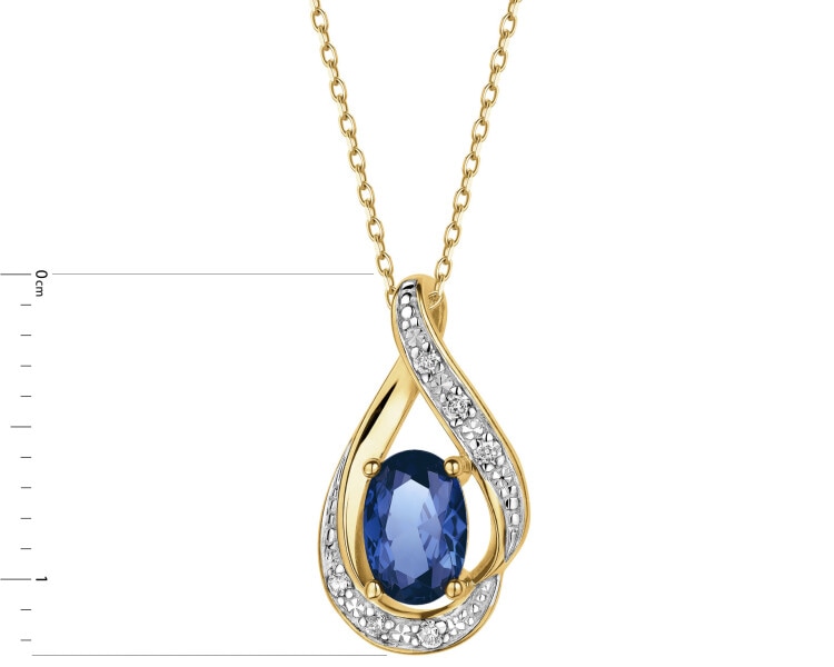 9 K Rhodium-Plated Yellow Gold Pendant  - fineness 9 K