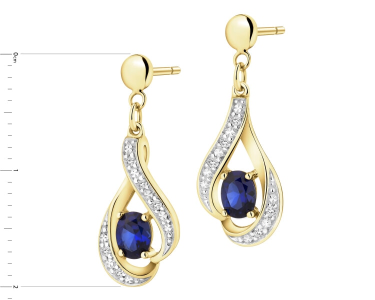 14 K Rhodium-Plated Yellow Gold Dangling Earring - fineness 9 K