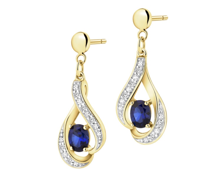 14 K Rhodium-Plated Yellow Gold Dangling Earring - fineness 9 K