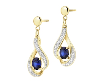 14 K Rhodium-Plated Yellow Gold Dangling Earring - fineness 9 K