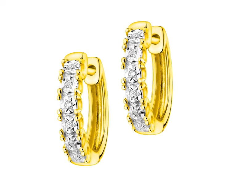 Zlaté náušnice s diamanty - kroužky 0,03 ct - ryzost 585