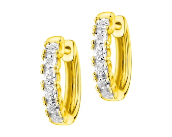 Zlaté náušnice s diamanty - kroužky 0,03 ct - ryzost 585