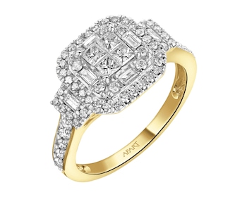 14 K Rhodium-Plated Yellow Gold Ring  0,75 ct - fineness 14 K