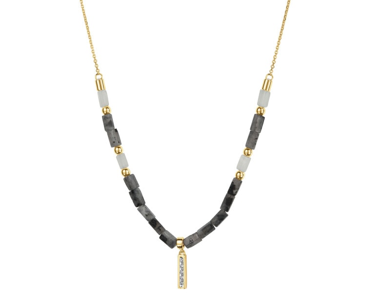 9 K Rhodium-Plated Yellow Gold Necklace - fineness 9 K
