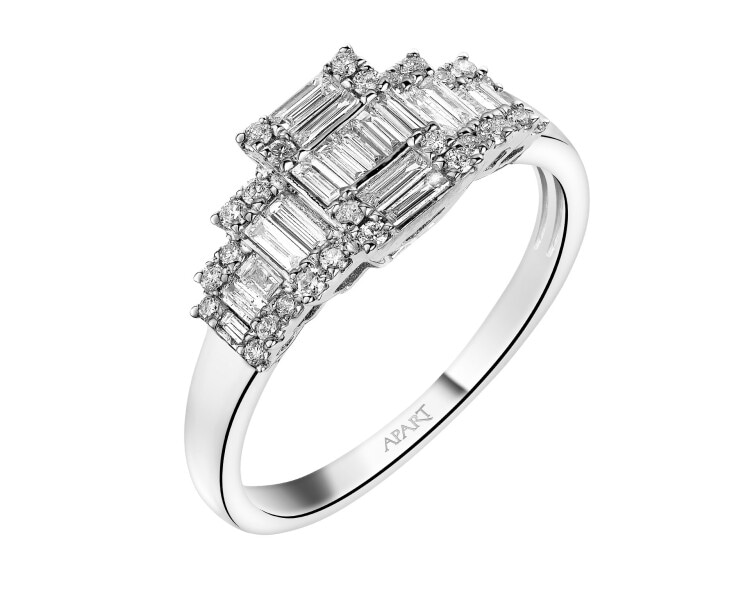 14 K Rhodium-Plated White Gold Ring with Diamonds 0,39 ct - fineness 14 K