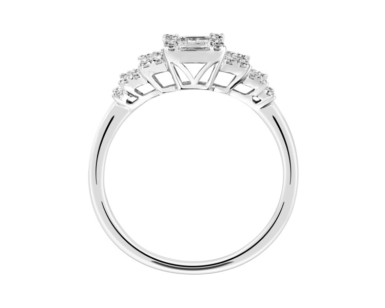 14 K Rhodium-Plated White Gold Ring with Diamonds 0,39 ct - fineness 14 K