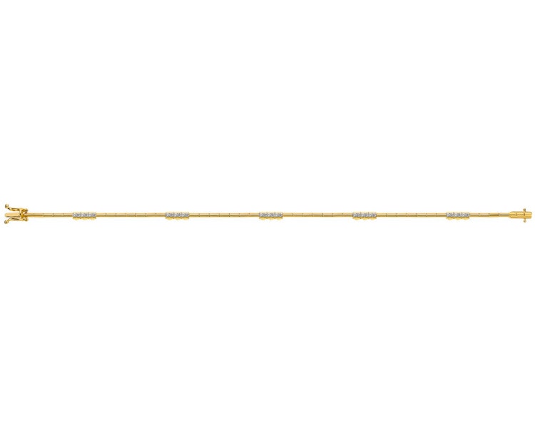 14 K Rhodium-Plated Yellow Gold Bracelet with Diamonds 0,29 ct - fineness 14 K