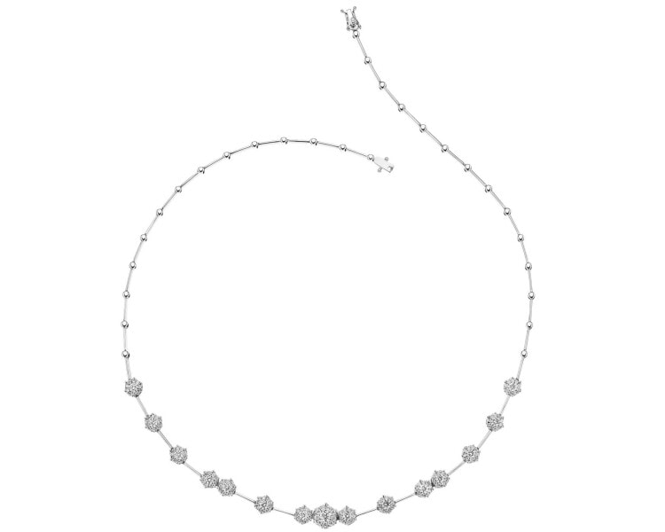 14 K Rhodium-Plated White Gold Necklace with Diamonds - 2,00 ct - fineness 14 K