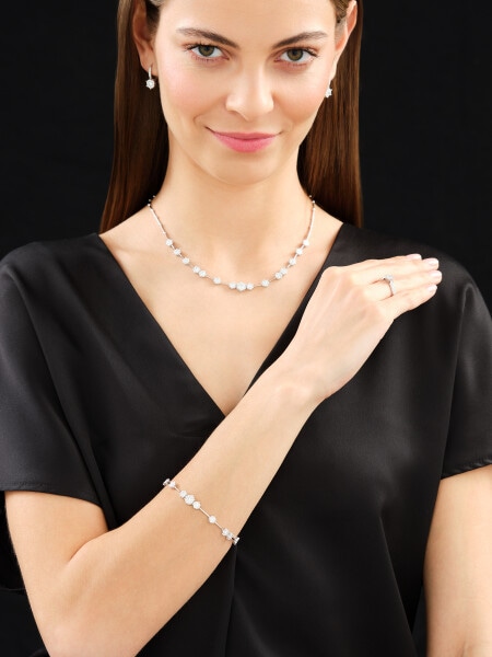 Náhrdelník z  bílého zlata s diamanty - 43 cm - 2,00 ct - ryzost 585