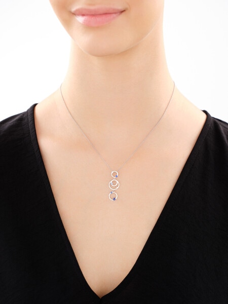 Rhodium Plated Silver Pendant with Cubic Zirconia